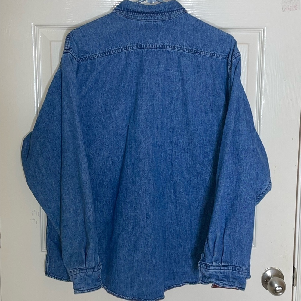 VTG L.L. BEAN Women’s Size X Large Denim Shacket Made in USA Flannel Lined Shirt - Picture 9 of 13